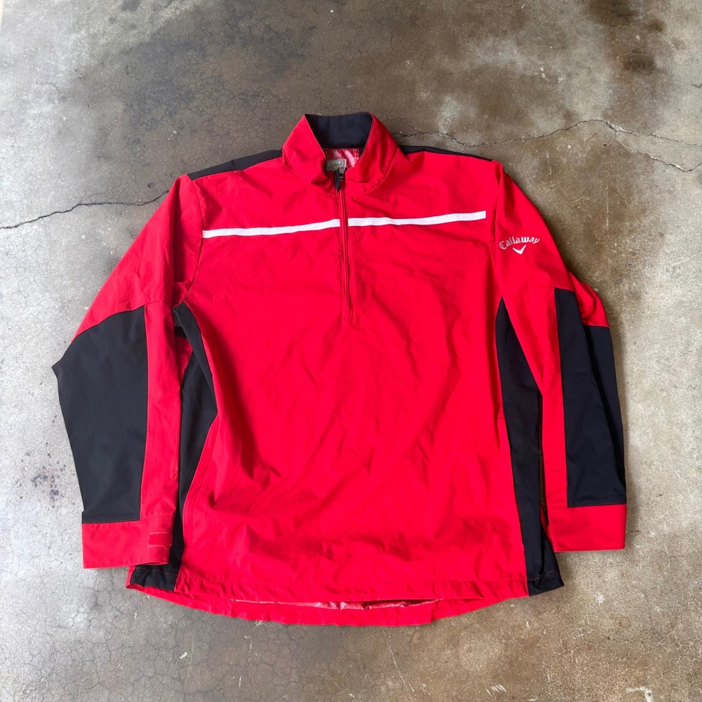 Callaway Quarter Zip Pullover Mens L Red Excellent Weather Series Golf Jacket